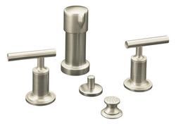 Double Lever Handle Vertical Bidet Faucet in Vibrant Brushed Nickel