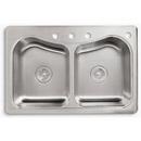KOHLER Stainless Steel 33 x 22 in. Stainless Steel Double Bowl Drop-in Kitchen Sink with Sound Dampening 