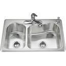 KOHLER Stainless Steel 33 x 22 in. Stainless Steel Double Bowl Drop-in Kitchen Sink 