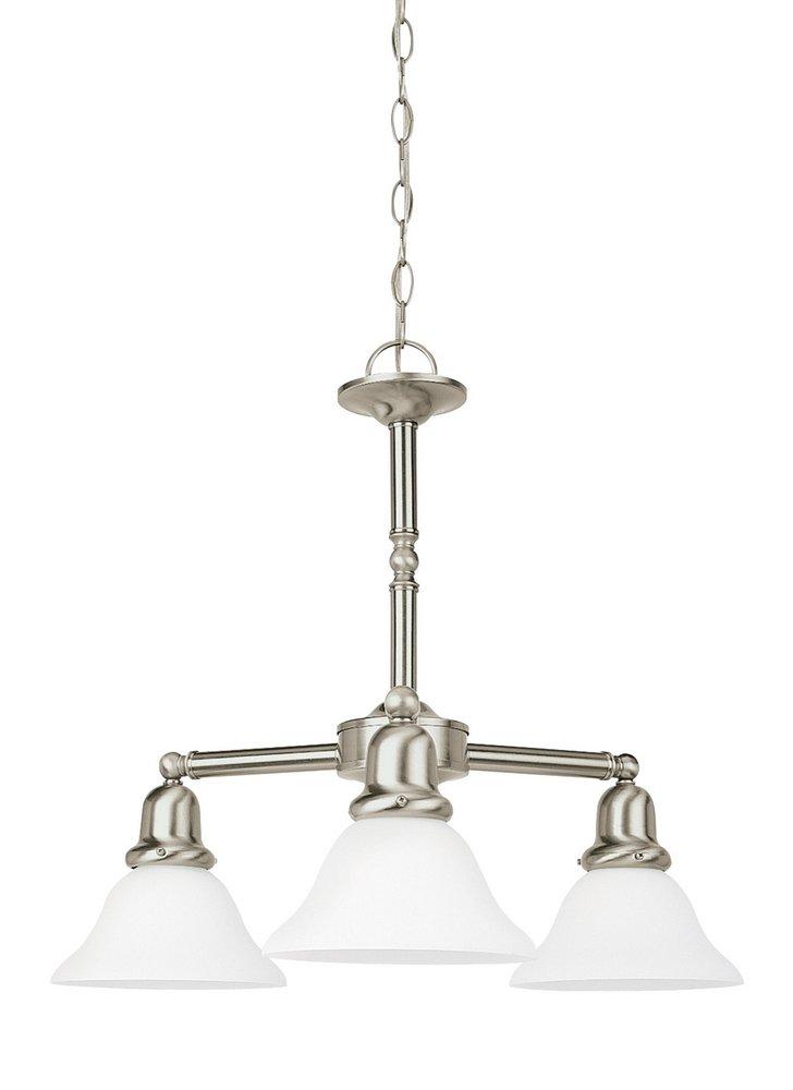 Seagull Lighting Brushed Nickel 100 W 3-Light Medium Chandelier with Satin White Glass 