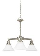 100 W 3-Light Medium Chandelier with Satin White Glass in Brushed Nickel