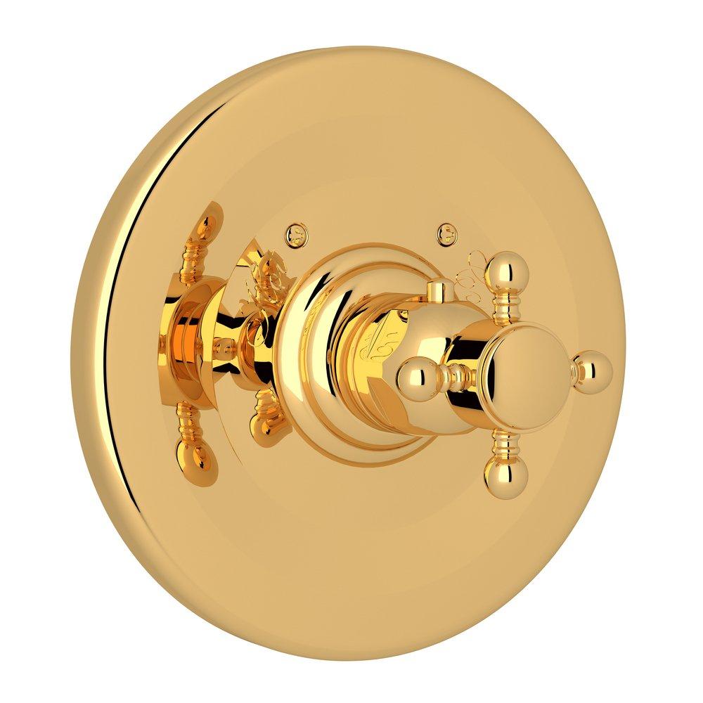 ROHL&reg; Italian Brass Thermostatic Non-Volume Control Valve Trim Only with Single Cross Handle 