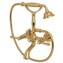 Three Handle Roman Tub Faucet with Handshower in Inca Brass