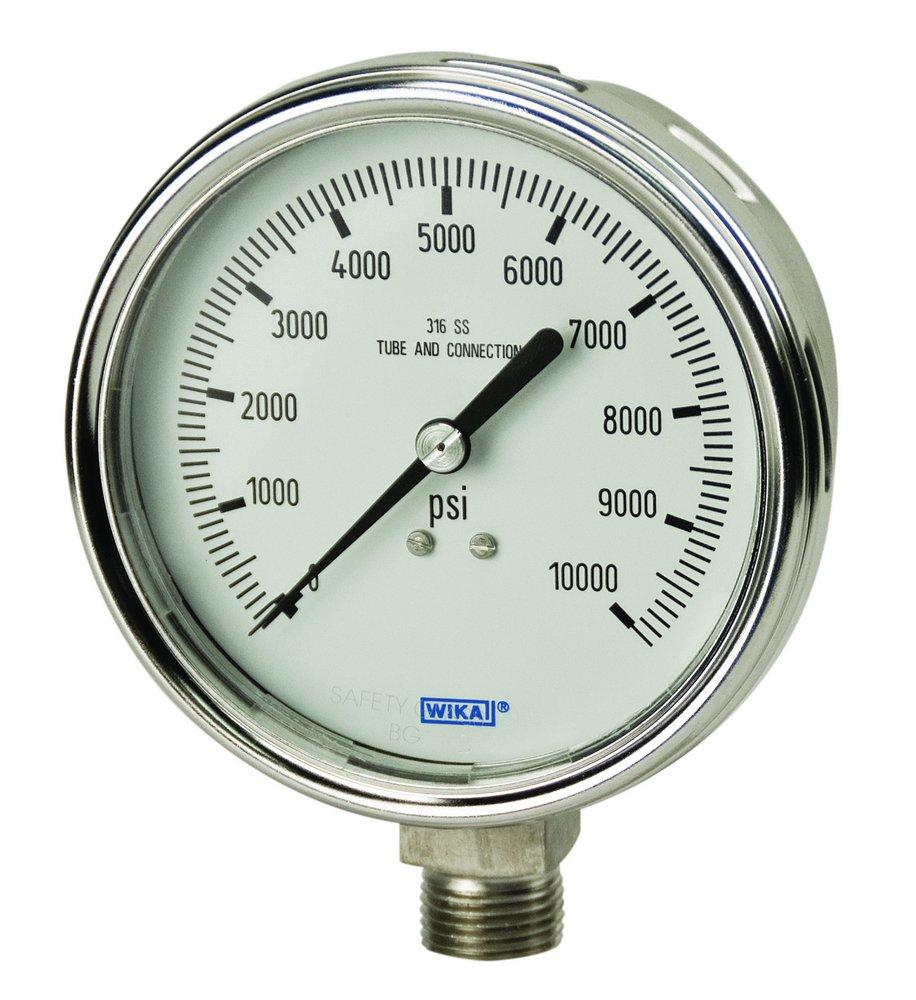 WIKA Black Aluminum Stainless Steel Lower Mount Pressure Gauge 