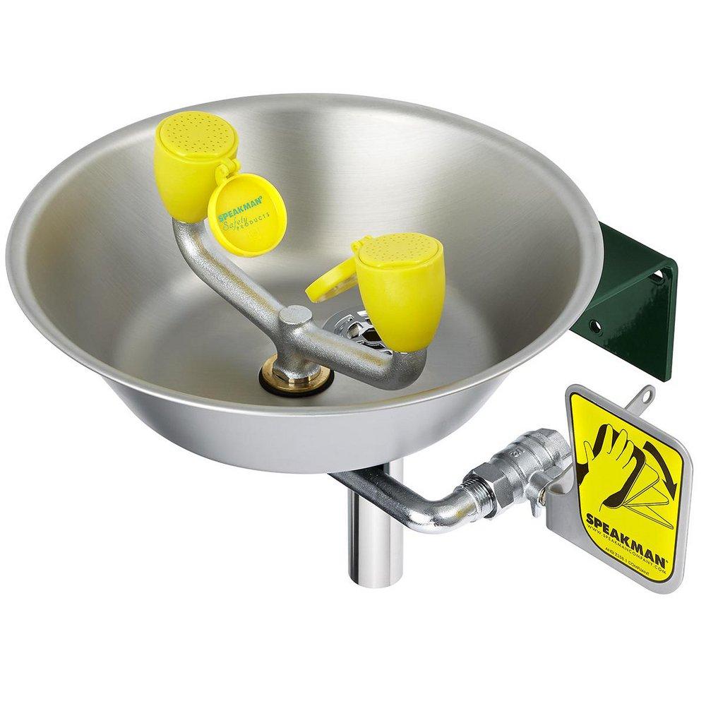 Speakman Polished Chrome 4.5 gpm Stainless Steel Wall Mount Eye Washer Bowl 