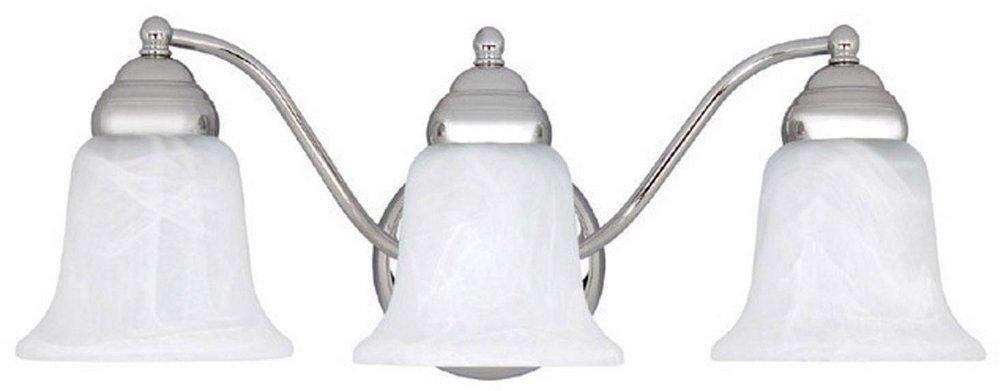 Capital Lighting Chrome 8 in. 100W 3-Light Vanity Fixture with Faux White Alabaster Glass Shade 
