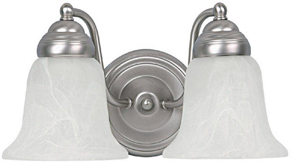 Capital Lighting Matte Nickel 8 in. 100W 2-Light Vanity Fixture with Faux White Alabaster Glass Shade 