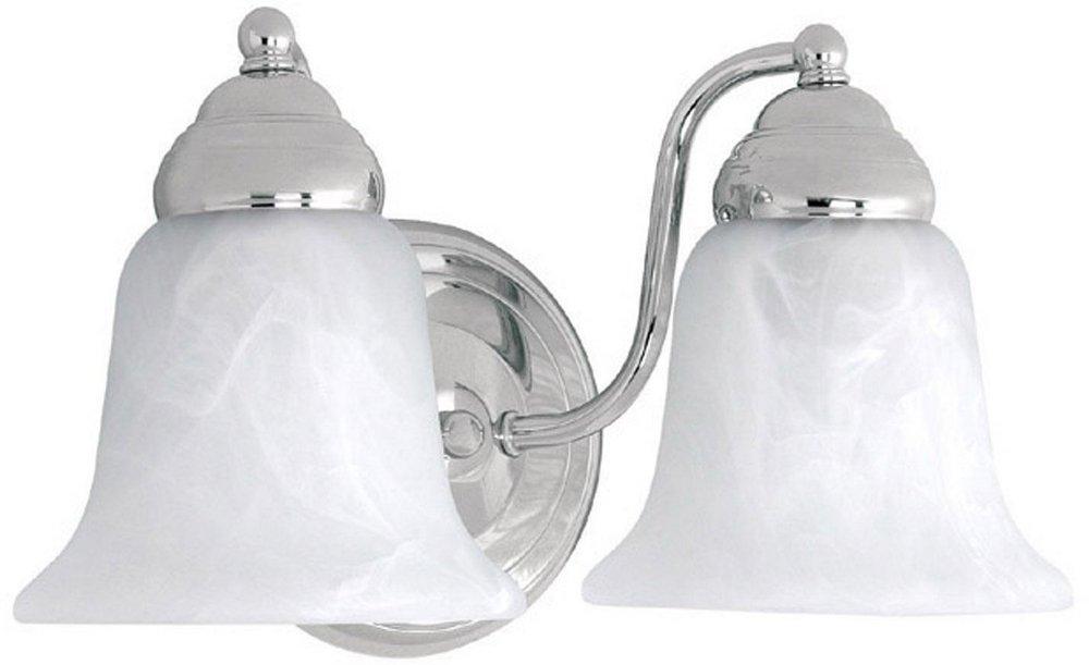 Capital Lighting Chrome 8 in. 100W 2-Light Vanity Fixture with Faux White Alabaster Glass Shade 