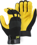 Majestic Glove Black Deerskin, Rubber and Velcro Mechanics Reusable Gloves in Black and Gold 