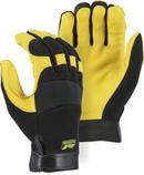 Size XL Deerskin, Rubber and Velcro Mechanics Reusable Gloves in Black and Gold