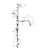 GROHE RealSteel&reg; Single Handle Monoblock Pull Out Kitchen Faucet 