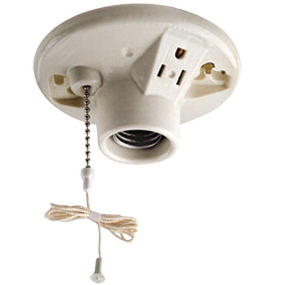 MARS White Porcelain Lampholder with Receptacle 