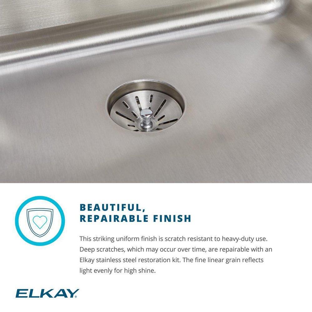 Elkay Lustrous Satin 22 X 22 Three Hole Single Band CLIP SINK Right Hand *LUSTER Stainless Steel 