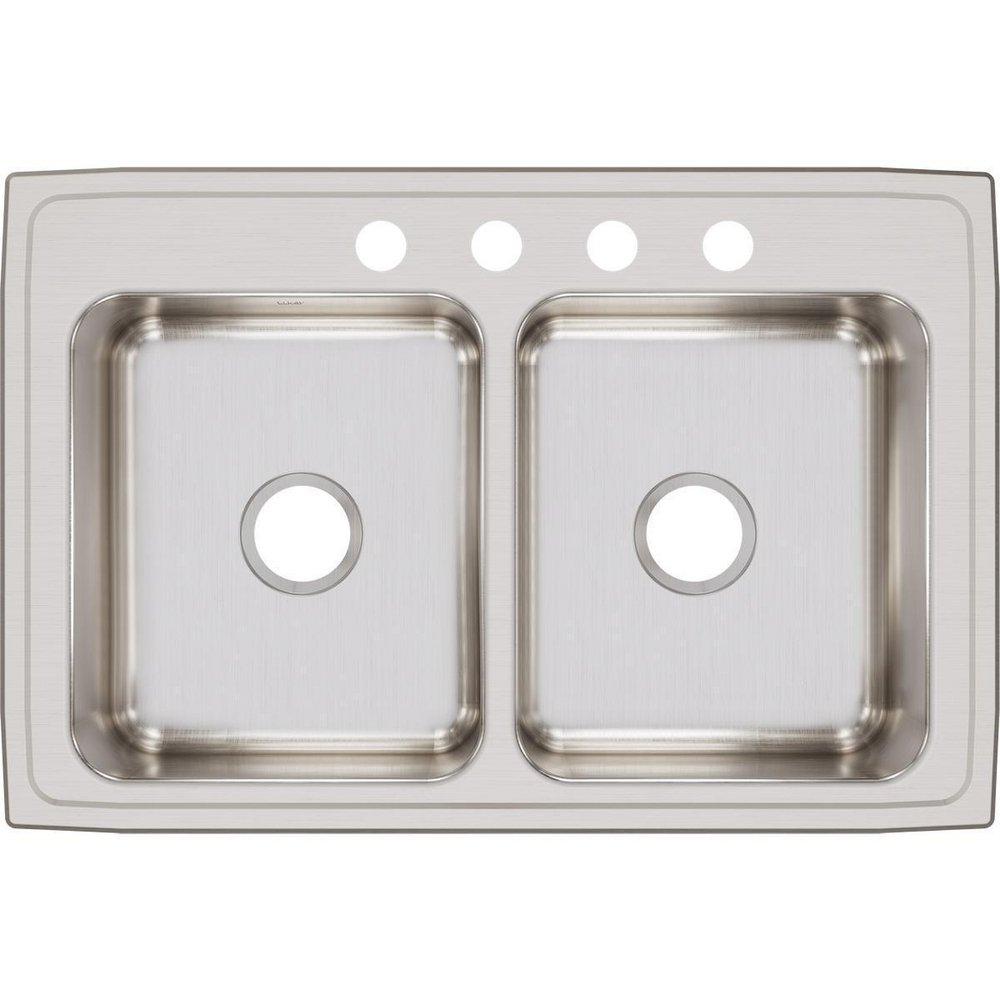 Elkay Lustrous Highlighted Satin 4-Hole 1-Bowl Topmount or Drop-In Kitchen Sink with Full Spray Sides and Bottom 