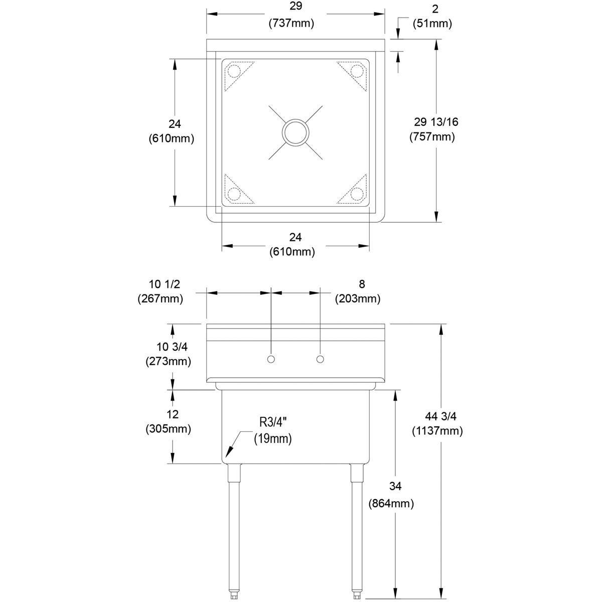 Elkay Lustrous Satin 25 x 22 in. Stainless Steel Single Bowl Drop-in Kitchen Sink in Lustrous Satin 