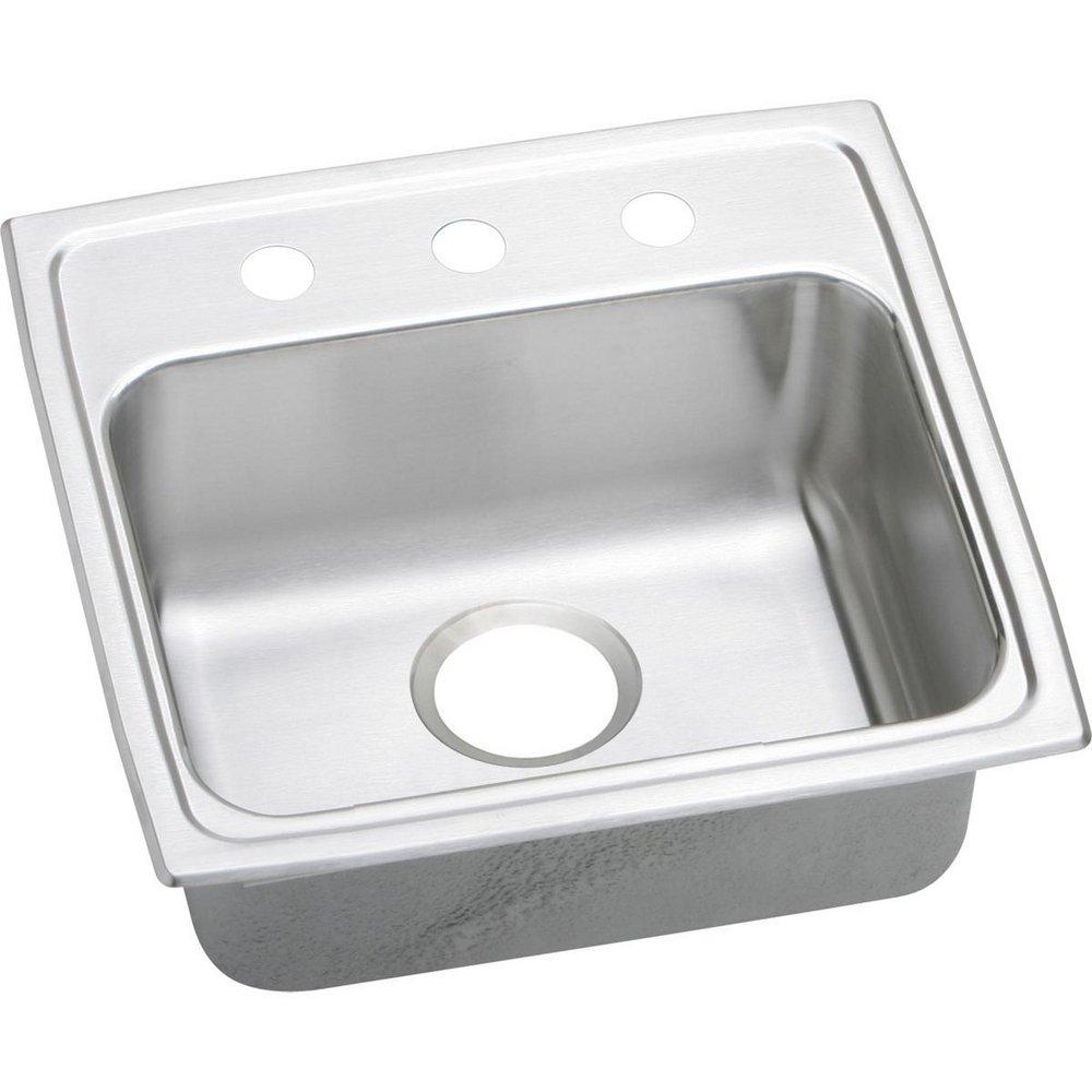 Elkay Lustrous Satin 19X18 2 Hole Single Band SR CLIP SINK *LUSTER Stainless Steel 