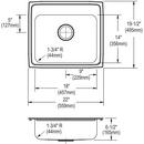 Elkay Lustrous Satin 22 x 19-1/2 in. Stainless Steel Single Bowl Drop-in Kitchen Sink in Lustrous Satin 