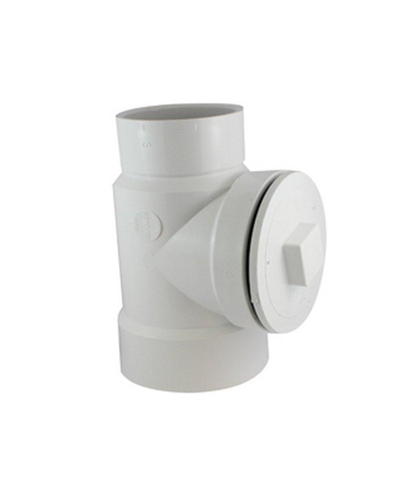 White Hub Reducing and DWV PVC Clean-Out Tee with Plug 
