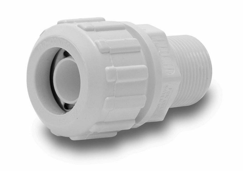 NDS White IPS MIP Straight PVC Compression Adapter with Steel Gripper 