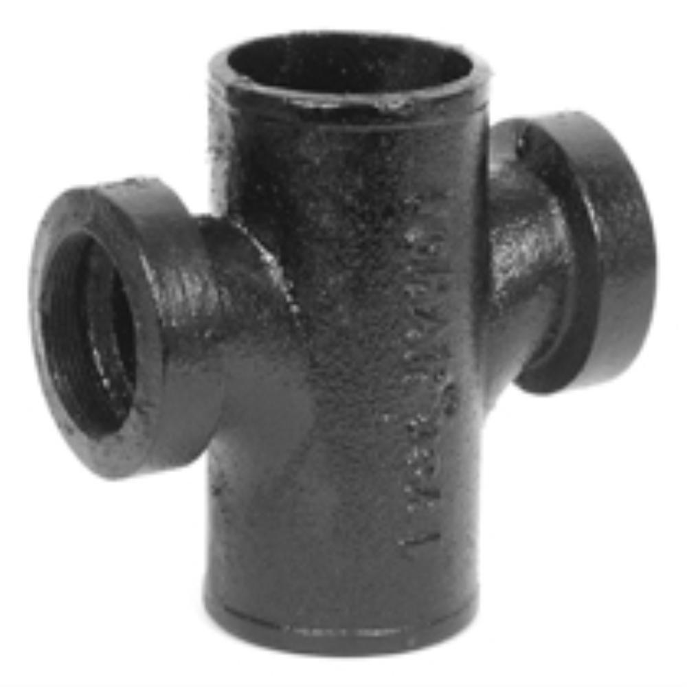No Hub Cast Iron Reducing Sanitary Tapped Cross 