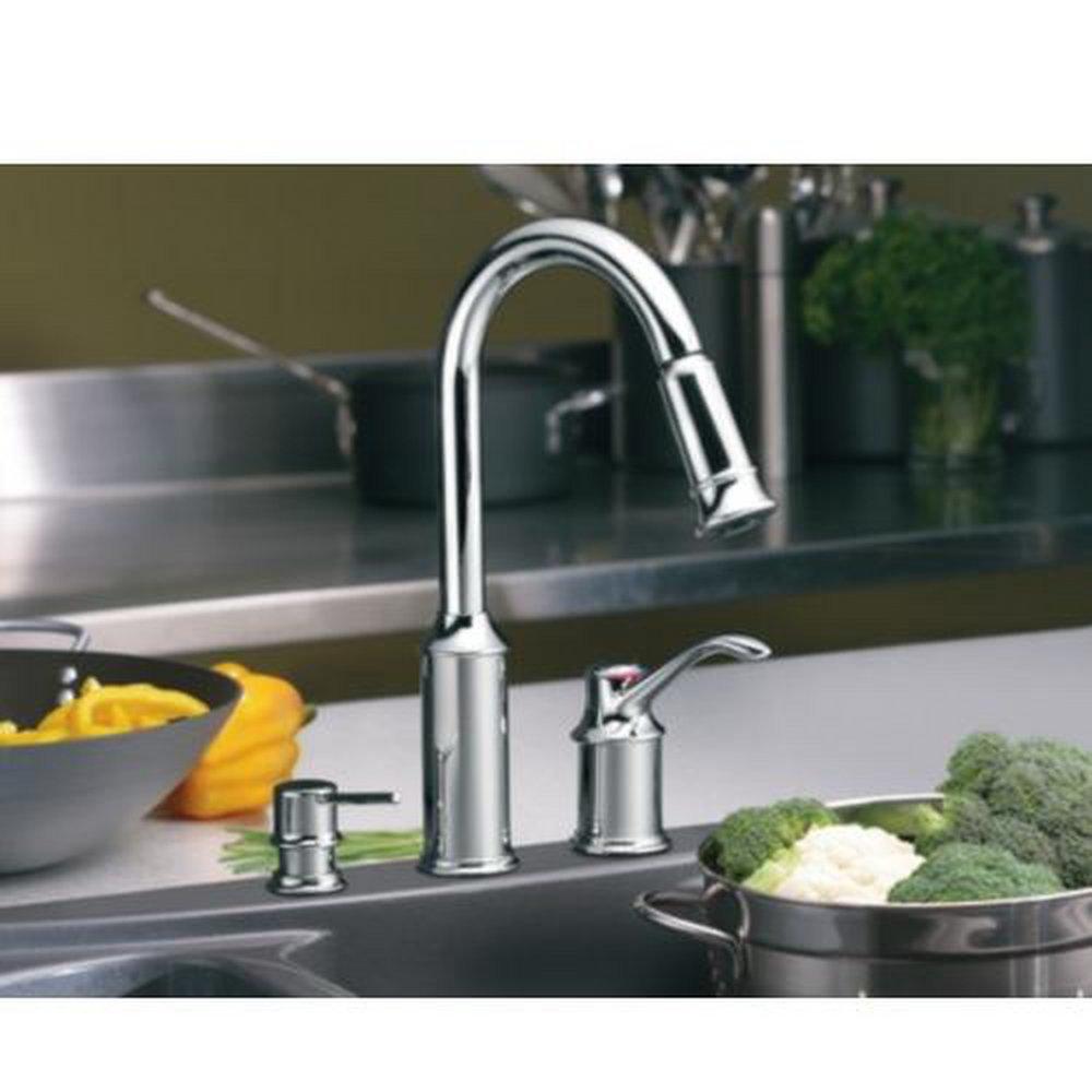 Moen Polished Chrome Single Handle Pull Down Kitchen Faucet with Power Clean and Reflex Technology 