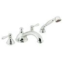 4-Hole Low Arc Roman Tub Faucet with Double Lever Handle and Hand Shower in Polished Chrome