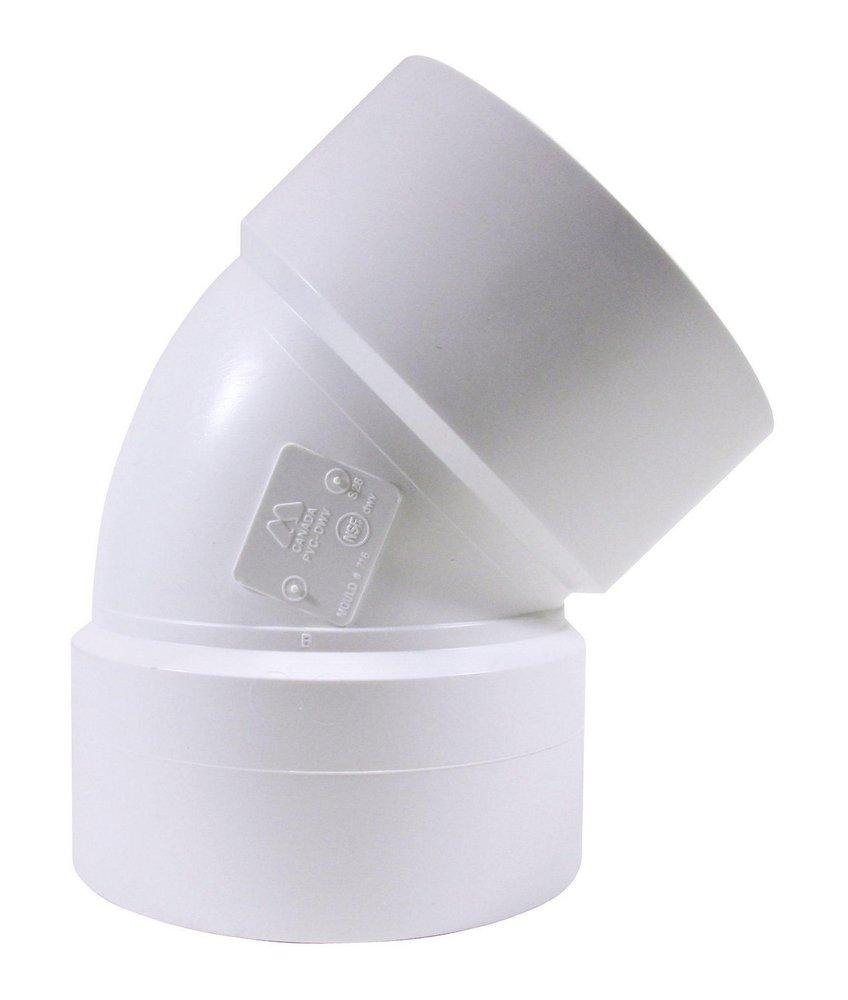 Multi-Fittings Corporation White Hub Straight and DWV Schedule 40S PVC 45 Degree Elbow 
