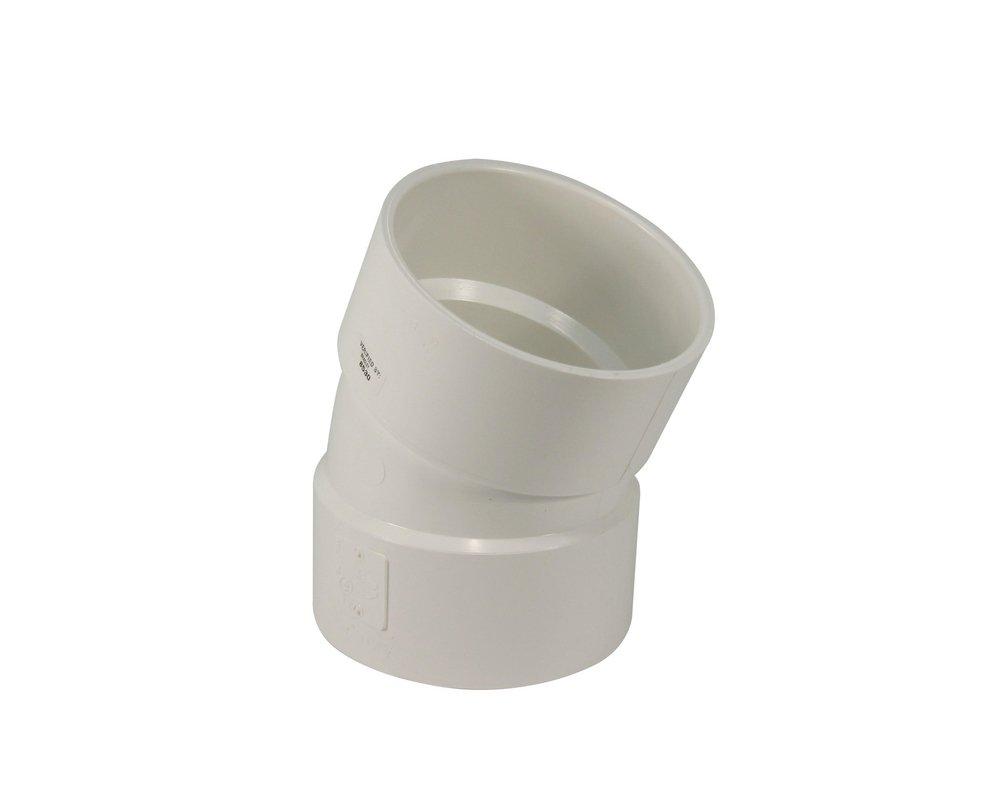 White Hub Fabricated Straight and DWV PVC 22-1/2 Degree Elbow 