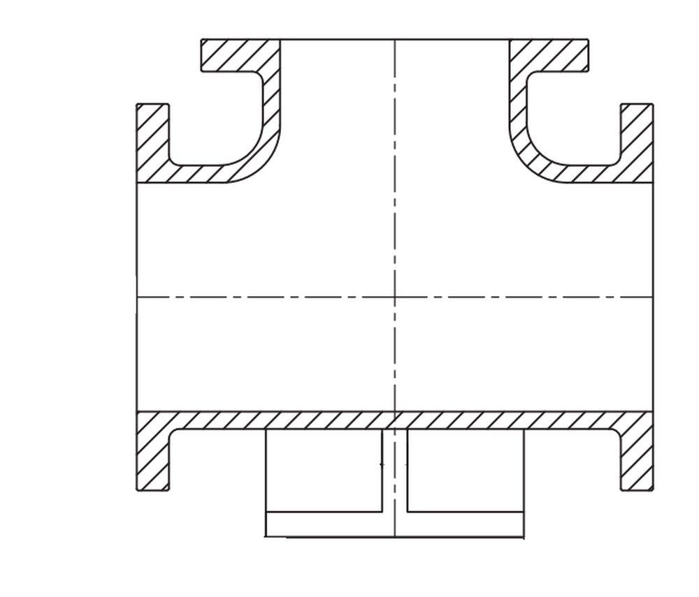 Flanged 125# Straight Ductile Iron C110 Full Body Base Tee 