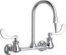 Chicago Faucets Polished Chrome 2-Hole Deckmount Hot and Cold Water Inlet Faucet with Double Wristblade Handle 