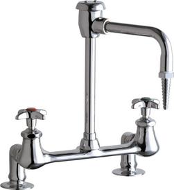 2 Hole Deck Mount Centerset Cold Laboratory Faucet with Double Cross Handle in Polished Chrome