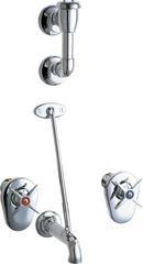 Chicago Faucets Polished Chrome Two Handle Cross Wall Mount Faucet 