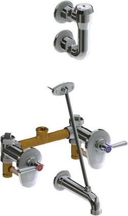 Hot and Cold Water Service Sink Faucet with Double Wristblade Handle in Polished Chrome