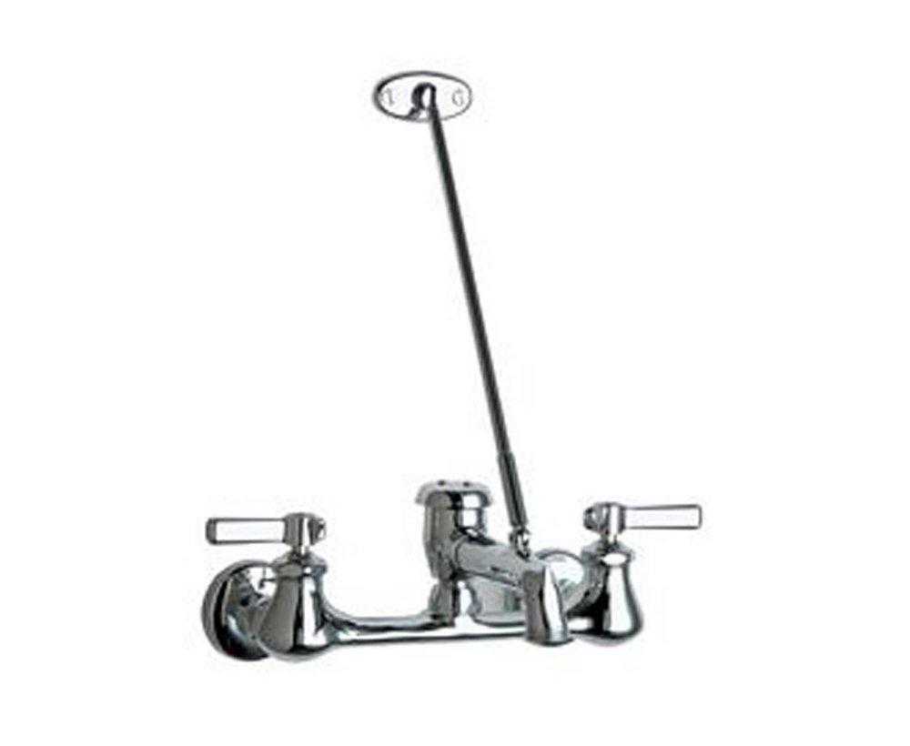 Chicago Faucets Polished Chrome Two Lever Handle Wall Mount Service Faucet 