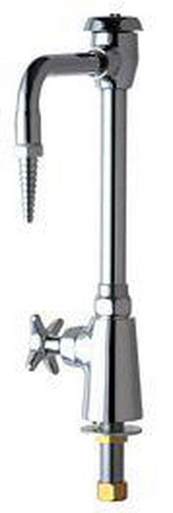 Chicago Faucets Polished Chrome 1-Hole Deckmount Inlet Cold Water Faucet for Left Hand Operation with Vacuum Breaker and Single Cross Handle 