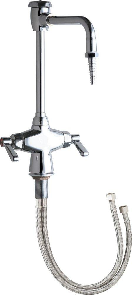 Chicago Faucets Polished Chrome Double Lever Handle Vandal Proof Hot and Cold Water Mixing Lab Faucet 