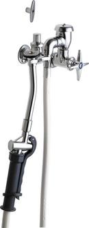 Single Cross Handle Wall Mount Service Faucet in Polished Chrome