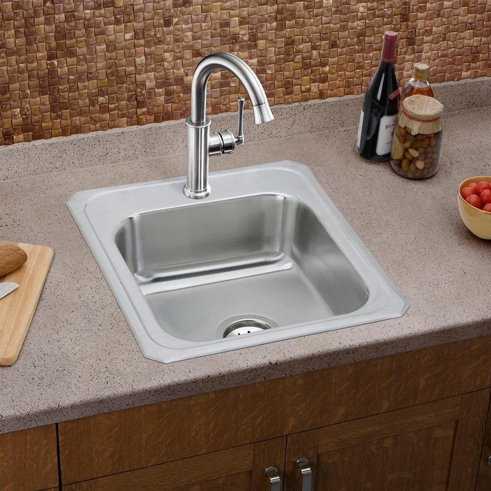Elkay Brushed Satin 17 x 21-1/4 in. Stainless Steel Single Bowl Drop-in Kitchen Sink in Brushed Satin 