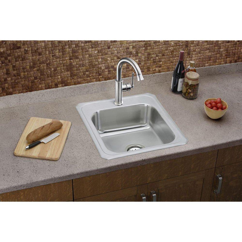 Elkay Brushed Satin 17 x 21-1/4 in. Stainless Steel Single Bowl Drop-in Kitchen Sink in Brushed Satin 