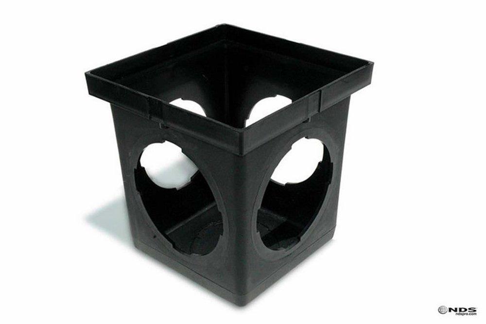 NDS Black 12 in. Catch Basin with 4-Outlet 