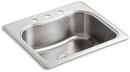 25 x 22 in. 3 Hole Single Bowl Drop-in Kitchen Sink in Stainless Steel