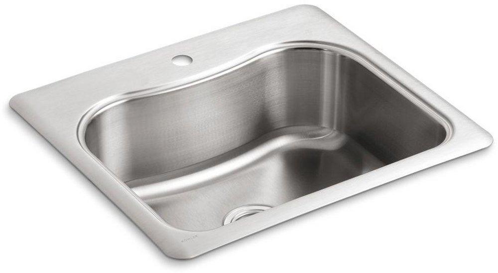 KOHLER Stainless Steel 25 x 22 in. Stainless Steel Single Bowl Drop-in Kitchen Sink 