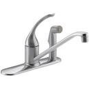 KOHLER Brushed Chrome 3-Hole Kitchen Faucet with Single Loop Handle, Sidespray and 8-1/2 in. Spout Reach 
