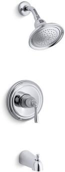 Pressure Balancing Bath and Shower Faucet Trim with Single Lever Handle in Polished Chrome