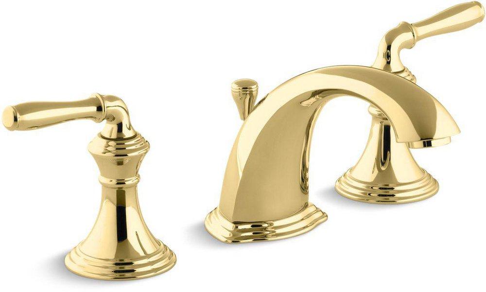 KOHLER Vibrant Polished Brass Two Handle Widespread Bathroom Sink Faucet with Metal Pop-Up Drain 