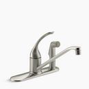 KOHLER Vibrant&reg; Brushed Nickel 3-Hole Kitchen Faucet with Single Loop Handle, Sidespray and 8-1/2 in. Spout Reach 