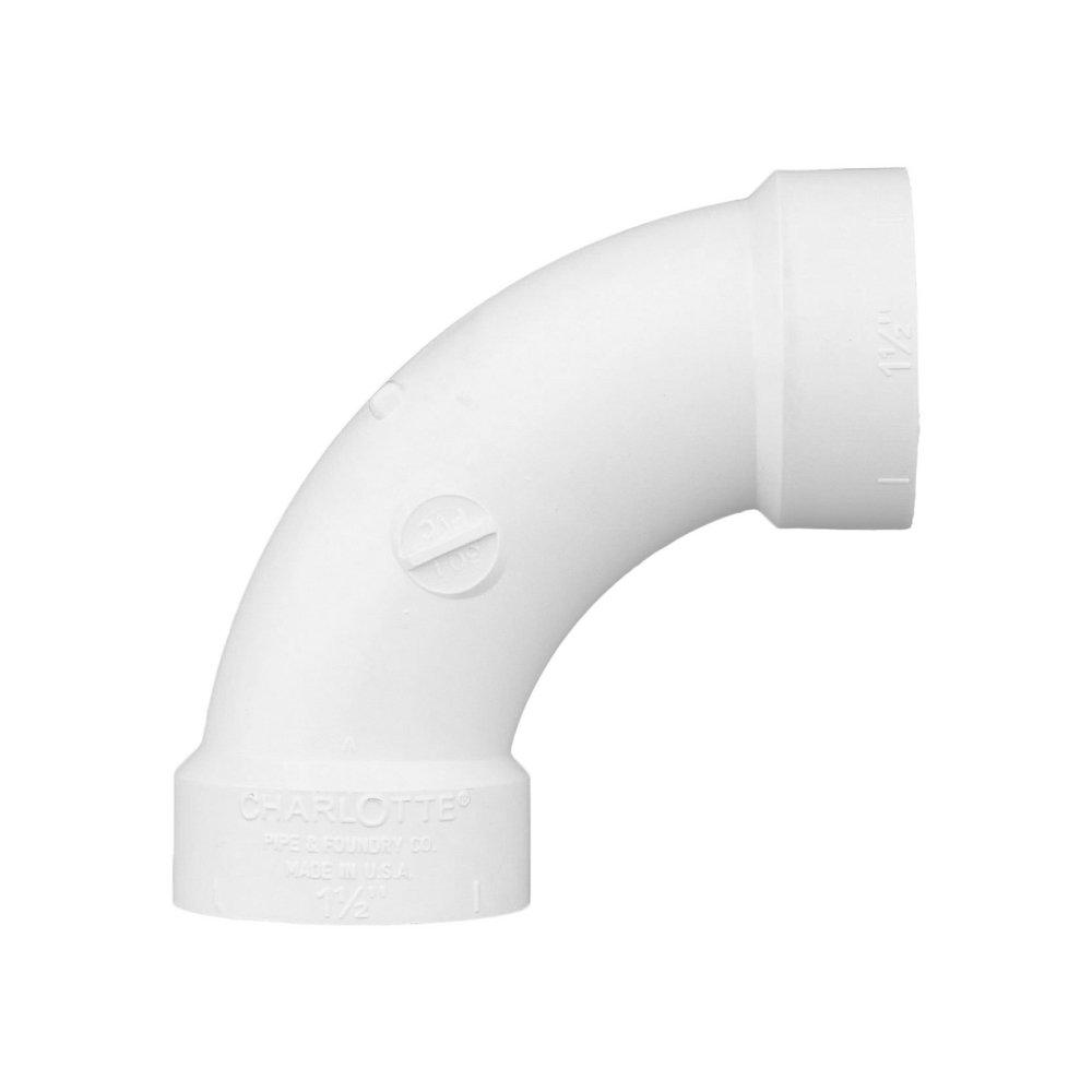 White PVC DWV 90&deg; Long Turn Elbow 