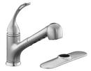 1 or 3-Hole Pull-Out Kitchen Sink Faucet with Single Lever Handle in Brushed Chrome