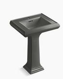 KOHLER Thunder&trade; Grey 1-Hole Pedestal Rectangular Bathroom Sink with Rear Center Drain 