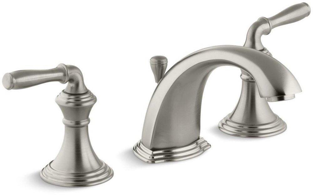 KOHLER Vibrant Brushed Nickel Two Handle Widespread Bathroom Sink Faucet with Metal Pop-Up Drain 